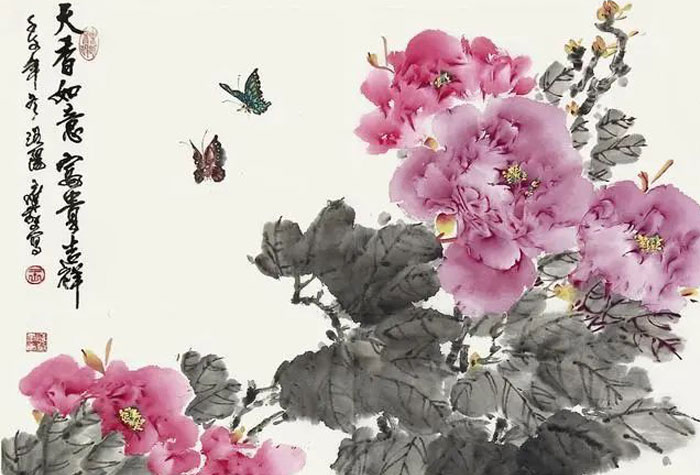 中國書畫函授大學(xué)教授王應(yīng)敬牡丹畫選欣賞，畫面歡快輕松