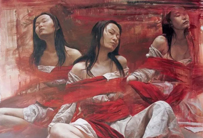 中國油畫八人展，美麗的女人和風景!