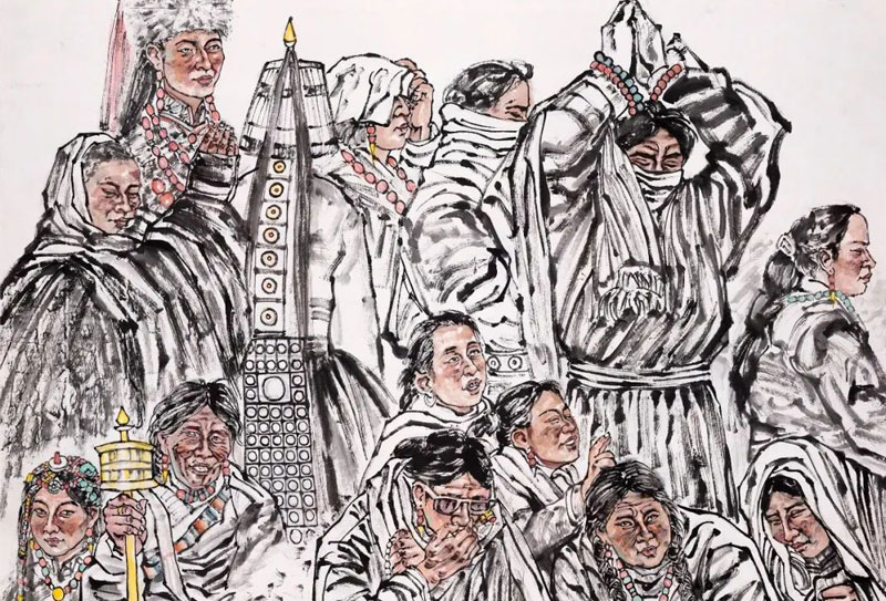 國畫名家丨李勇士：蒼勁潤澤筆墨展現西藏民族風情